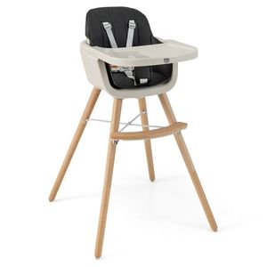 Silla Alta de Madera Convertible 3 en 1 con Cojín, Sillas Altas y Asientos Elevadores - Product Image 1