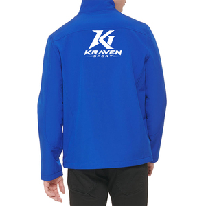 เสื้อแจ็คเก็ตสำหรับกิจกรรมกลางแจ้งของมหาวิทยาลัย สีฟ้าแบบมหาวิทยาลัย ระบายอากาศได้ดี ผลิตจากวัสดุซอฟต์เชลล์ พร้อมโลโก้ทีมแบบกำหนดเอง ODM Fa - Product Image 2