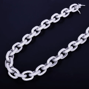 Collier épais en argent sterling 925 plaqué rhodium avec chaîne cubaine en moissanite, bijoux hip-hop unisexes pour hommes, cadeau de mariage - Product Image 2