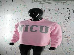 NICU PINK <b>Mock</b> <b>Neck</b> Sweatshirt 100% GREY Applique Embroidery wide <b>neck</b> Sweatshirt Finer Threads - Product Image 2
