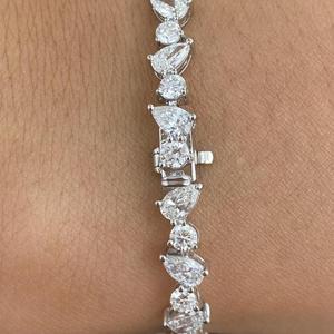 Pulsera de Diamantes con Corte Pera y Brillantes Redondos para Mujer, Oro Blanco de 14K, Diamantes Naturales, Pulsera de Lujo Elegante para Boda - Product Image 4