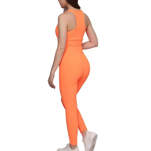 Yoga Set Women Gym Wear Matching Fitness Outfit Workout Apparel OEM ODM Manufacturer Yoga Set Seamless <b>Crop</b> <b>Top</b> Leggings - Product Image 2