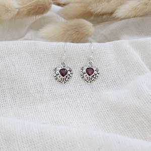 Red Garnet Gemstone Peace Shape <b>Gold</b> Plated 925 Sterling Silver Drop <b>Earrings</b> Handmade Jewelry Trendy Birthday Gift for Women - Product Image 1