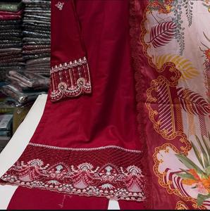 Embroidered Pure Lawn Cotton Indian Pakistani <b>Women</b> Wear Straight <b>Kurta</b> Salwar Kameez Muslim Dress Summer Collection - Product Image 4