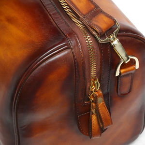 Bolsa de Lona Personalizada Hecha a Mano en Cuero Genuino con Logotipo Personalizado, Plegable, Multifuncional, Negra y Marrón - Product Image 2