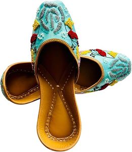 Girls Khussa Embroidered Print Handmade Wedding Flat Light Weight Mixed Colors Custom Designs Punjabi Jutti Winter Khussa Shoes - Product Image 1