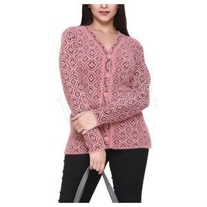 Cardigan en tricot chaud pour femme OEM, couleur unie, personnalisable, mode automne-hiver - Product Image 4