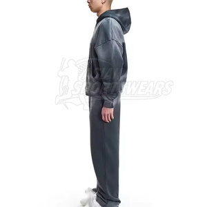Conjunto Deportivo Informal Extra Grande para Hombre, de Invierno, con Efecto Desgastado, 100% Algodón, Felpa Transpirable, Ecológico, Elegante, Ropa Urbana Moderna - Product Image 3