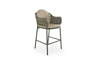 VINO Modern Outdoor <b>Bar</b> <b>Table</b> Set with Rope <b>Bar</b> <b>Stools</b> <b>and</b> Teak Wood <b>Table</b> - Product Image 2