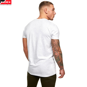 INDEX Men's White Short Sleeve T-Shirt O-Neck Slim Fit Casual Knitted Cotton Solid Color Breathable Sportswear - Product Image 3