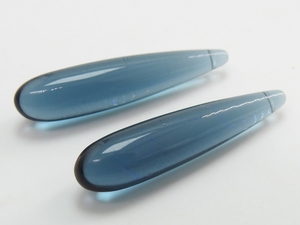 Perles en verre de quartz bleu de Londres de 35 mm, forme goutte allongée, paire assortie, pour la fabrication de boucles d'oreilles DIY, matériel de fabrication de bijoux en gros - Product Image 2