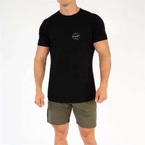 T-shirts pour hommes en coton de haute qualité, design ample, imprimé numérique noir, style streetwear, coton uni - Product Image 1