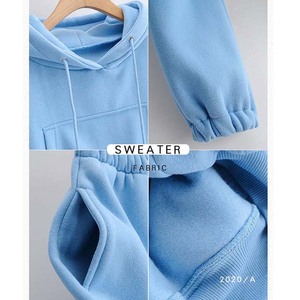 Survêtement à capuche bleu clair pour femme, coupe ample, décontracté, couleur unie, poches latérales, taille élastique, vêtement d'automne - Product Image 2