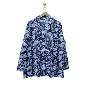 Ensemble de pyjama élégant en coton à imprimé floral bleu Style bohème pour femmes confort thermique printemps été deux pièces respirant pour les yeux - Product Image 2