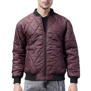 <b>Men's</b> Black Puffer <b>Jacket</b> Windproof Zipper Closure Casual Solid Color Polyester Filling Autumn Wear bomber varsity quilted - Product Image 1