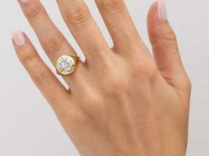 Bague de fiançailles solitaire vintage en or massif 14k 18k avec diamant de laboratoire taille ancienne mine ronde 3 carats serti clos, fabrication de bagues de mariage - Product Image 2