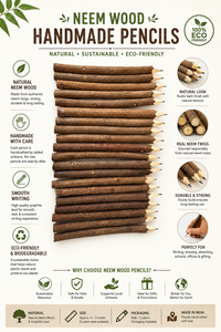 Lápices de Madera de Neem Hechos a Mano, Lápices de Grafito de Madera Rústica Ecológicos y Naturales, Artículos de Papelería Sostenibles - Product Image 6