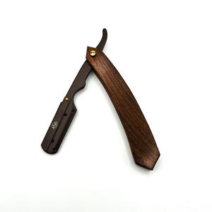Dark Brown Natural Wooden Handle Professional Barber <b>Razor</b> Hair Instrument Sharp <b>Blade</b> Perfect Grip - Product Image 1