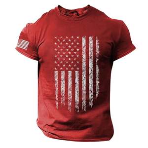 T-shirt à manches courtes pour hommes One Nation God 250 Years Blessings American Flag Cross, coupe régulière, en coton, décontracté, respirant, 300g - Product Image 5