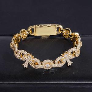 Bracelet gourmette cubaine de luxe en or, entièrement serti de moissanite VVS1, bijoux hip-hop, chaîne de poignet tendance pour homme - Product Image 4