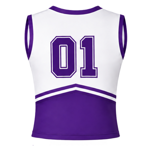 Ensemble d'uniforme de cheerleading jaune doré, haut sans manches à col en V, jupe plissée, pour équipe sportive, performance de danse, entraînement et compétition - Product Image 3