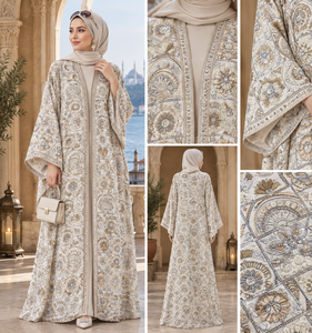 Base en coton naturel tricoté, brodé, motif mandala circulaire à sequins, pour veste ethnique femme, lehenga de mariée, abaya - Product Image 5
