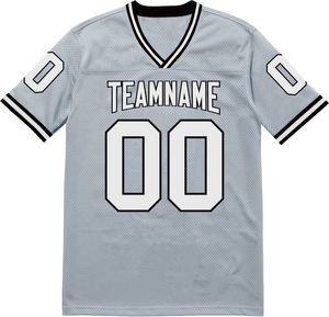Custom American Football Jersey Men's V-Neck Short Sleeve Sublimated Team Name 00 Blue Mesh Moisture Wicking <b>Athletic</b> Fit - Product Image 4