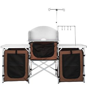 Table de cuisine pliante en aluminium avec sac de rangement et armoires amovibles pour la cuisson en plein air dans les parcs - Product Image 1