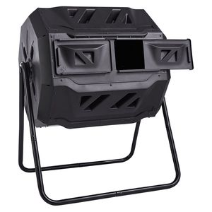 Composter Rotante a Doppia Camera da 43 Galloni con Telaio in Acciaio e 2 Porte Scorrevoli, Aeratori Integrati - Product Image 3