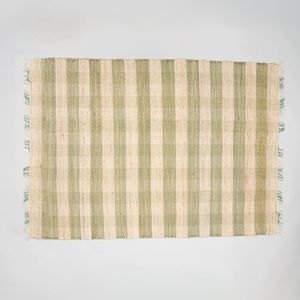 Tapis en jute et coton tissé à la main, motif écossais vert, 6x9 pieds, tapis et ensembles de tapis artisanaux - Product Image 5