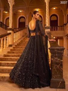 Black <b>Sequin</b> Ball Gown Bridesmaid Dress with Beading Long Sleeve Backless Floor-Length Modern Style Floral Print Reversible 3037 - Product Image 1