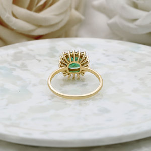 14K Solid Yellow Gold <b>Cushion</b> Emerald Diamond Halo Engagement <b>Ring</b> Fine Jewelry Wholesale Custom Genuine Gemstone <b>Ring</b> For Women - Product Image 2