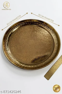 Plateau de service en laiton poli, vaisselle métallique haut de gamme pour la maison, les restaurants, la décoration de mariage, les événements festifs, la salle à manger élégante - Product Image 6