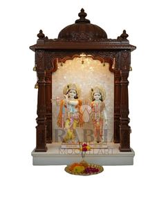 Paire d'idoles hindoues divines Radha Krishna en marbre artisanal pour la décoration du temple à domicile, belle sculpture spirituelle pour le culte - Product Image 1
