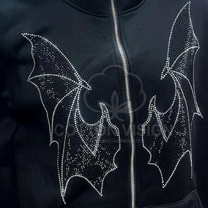 Vente en gros de sweats à capuche personnalisés en cristal fabriqués au Pakistan, sweats à capuche hip-hop avec strass, streetwear urbain, fermeture éclair scintillante - Product Image 4
