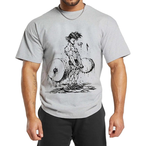 Camiseta de Manga Corta con Logotipo Personalizado Serigrafiado, 100% Algodón, Talla Grande, Transpirable, de Secado Rápido, Estilo Vintage para Hombre - Product Image 1