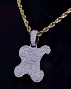 Joyería Hip Hop Unisex, Colgante Personalizado con Letra, Plata de Ley 925, Diamantes, Número, Nombre, Inicial, Logotipo, Chapado en Oro, Certificado GRA - Product Image 1