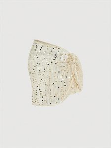 Women's Sequin Sheer Mesh <b>Sarong</b> Cover up Tie Side Vacation Beach Skirt Waterproof Breathable - Product Image 2