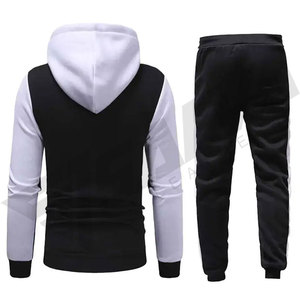 Ensemble de survêtement pour homme à capuche avec blocs de couleur, tenue décontractée d'hiver, couleurs personnalisables, en polyester et coton tricoté respirant, pantalon de jogging - Product Image 4