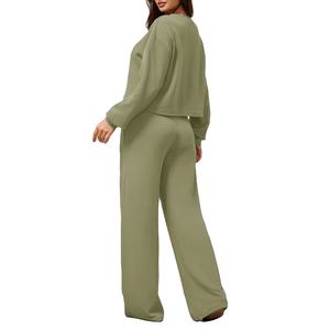 Conjunto de dos piezas informal elástico para mujer, ropa de invierno fácil de usar, superventas, LOGOTIPO personalizado disponible, conjunto de 2 piezas, chándal para mujer 2026 - Product Image 4