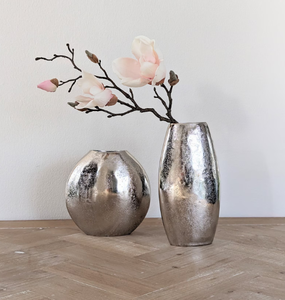 Luxury Hammered Aluminum Flower <b>Vase</b> <b>Set</b> Modern Metallic Silver Finish Wedding Decorative Table Centerpiece Eco-Friendly - Product Image 1