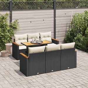 Ensemble de canapés de jardin en polyrotin noir réglable avec grandes pieds, mobilier d'extérieur confortable - Product Image 1