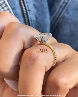 Anillo de Compromiso y Boda de Diamante Cultivado en Laboratorio con Corte Radiante de Lujo, Certificado IGI, Oro de 14K con Baño de Rodio, Anillo Nupcial Personalizado para Mujer