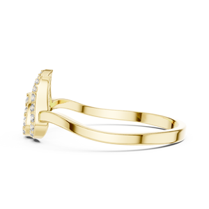Anillo Minimalista en Forma de Mariposa de Oro Amarillo Sólido de 14k con Diamantes Cultivados en Laboratorio de Corte Redondo, Anillo de Boda Clásico, Regalo para Ella - Product Image 2