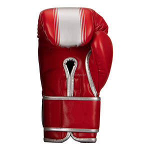 MILIENZ SPORTS APPAREL Red Silk Non-Slip Boxing <b>Gloves</b> <b>Silver</b> Accents Hook Loop Closure Universal Fit Customizable Training Gear - Product Image 4