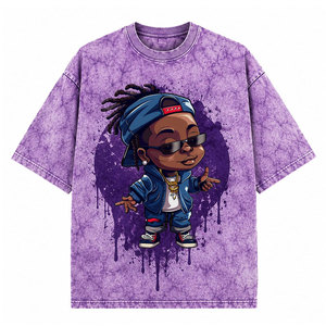 Camiseta de Manga Corta con Diseño Tie Dye a la Moda, Cuello Redondo, Estilo Urbano, Diseño de Personajes Estampados, Corte Regular, Camiseta de Jersey de Algodón - Product Image 2