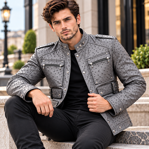 Chaqueta de Motero de Cuero Vacuno Premium para Hombre, con Cuello Alto y Cierre de Cremallera, para Invierno |   Chaqueta de Motocicleta Transpirable - Product Image 5