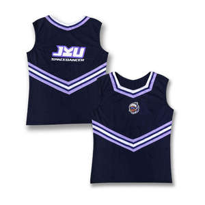 Ensemble d'uniformes de cheerleading personnalisés pour femmes, haut à manches longues, jupe, tissu en spandex/polyester 300g, uni - Product Image 2