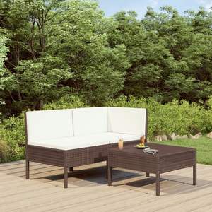 Ensemble de meubles de jardin modulaires en rotin PE brun 3 pièces, design modulaire moderne - Product Image 1