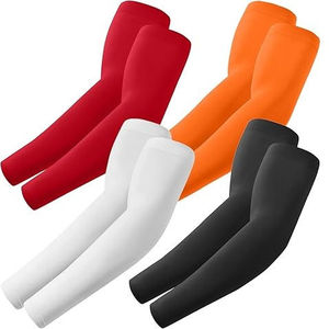 Manchons de Cyclisme Unisexe Personnalisables Orange Noir Spandex Polyester Anti-UV Compression Sport Légers Respirants Adulte Toutes Tailles - Product Image 2